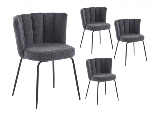 Pack 4 sillas de comedor tapizadas color gris  merkamueble