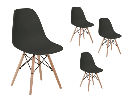 Pack 4 sillas comedor pata nórdica color negro  merkamueble