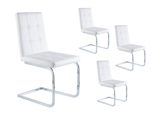 Pack 4 sillas comedor símil piel color blanco - cromo  merkamueble