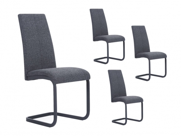 Pack 4 sillas comedor tejido color gris antracita  merkamueble