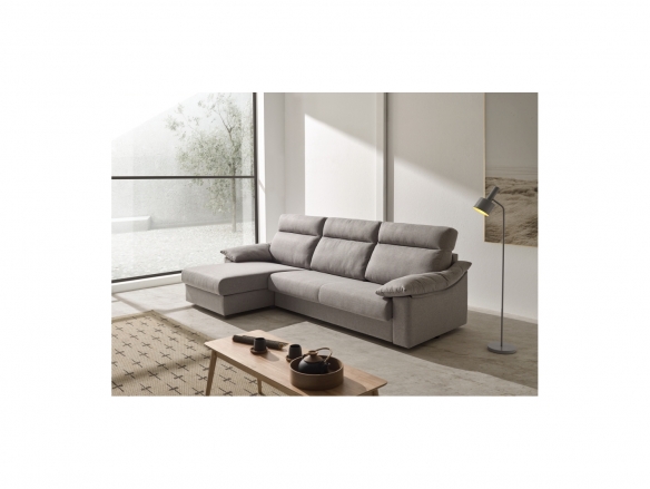 Chaise longue cama con arcón tapizado gris  merkamueble