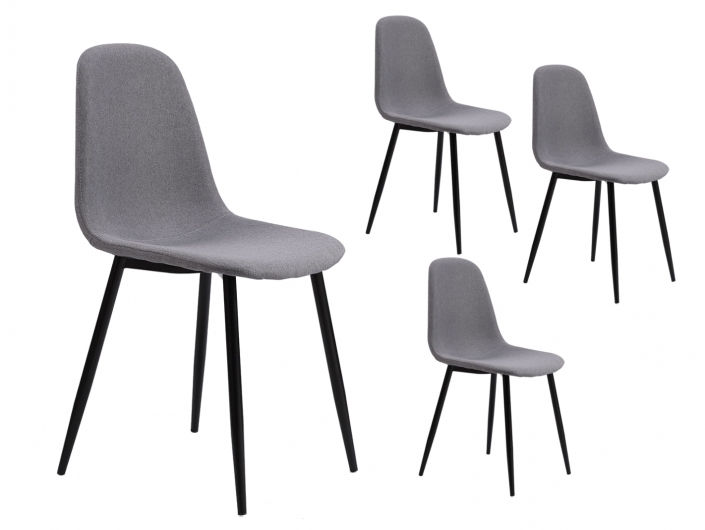 Pack 4 sillas de comedor estilo nórdico tapizado color gris  merkamueble