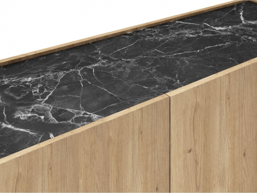 Mueble Tv con 4 puertas color madera mármol-negro  merkamueble 2