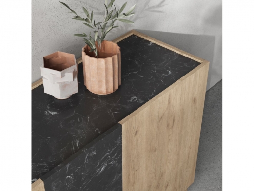 Aparador con 4 puertas color madera-mármol negro  merkamueble 2