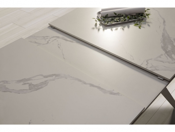 Mesa Rectangular Extensible Cerámica Blanca  merkamueble