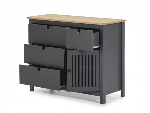 Comoda Gris Antracita y madera con 4 cajones y una puerta  merkamueble 2