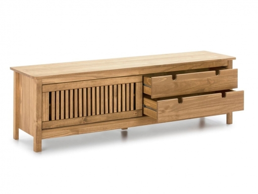 Mueble Tv madera con 2 cajones y una puerta corredera  merkamueble 2