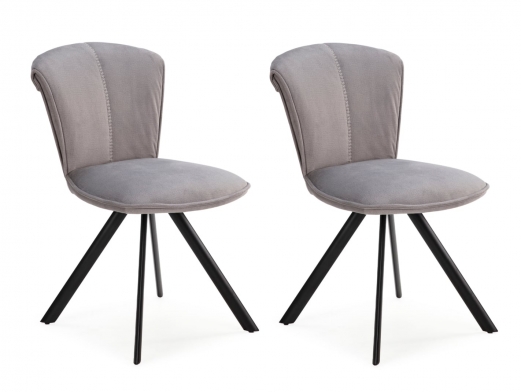 Pack 2 sillas tapizadas color gris claro-negro  merkamueble