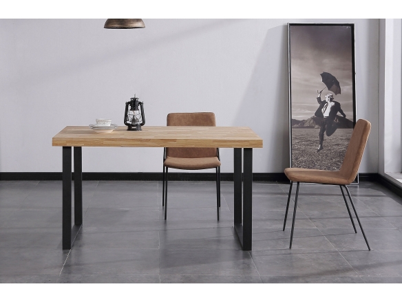 Mesa de comedor fija de 140 cm color natural roble-negro  merkamueble