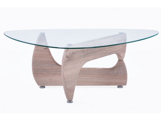 Mesa centro diseño roble y cristal transparente  merkamueble 2