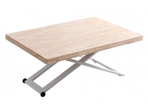Mesa centro elevable color roble nordish y blanco  merkamueble