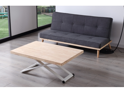 Mesa centro elevable color roble nordish y blanco  merkamueble 2