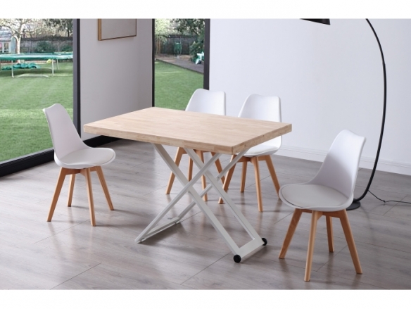 Mesa centro elevable color roble nordish y blanco  merkamueble