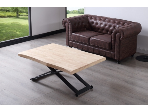 Mesa centro elevable color roble nordish y negro tapa con forma  merkamueble 2