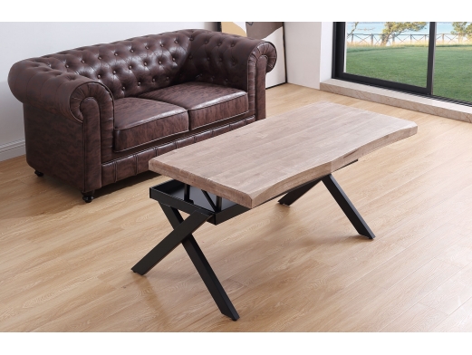 Mesa centro elevable tapa con forma roble honey y negro  merkamueble 2