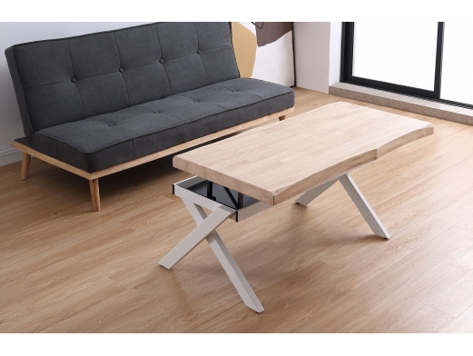 Mesa centro elevable tapa con forma roble nordish y blanco  merkamueble 2