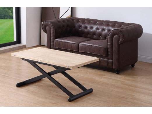 Mesa centro elevable y extensible natural roble nordish y negro  merkamueble 2