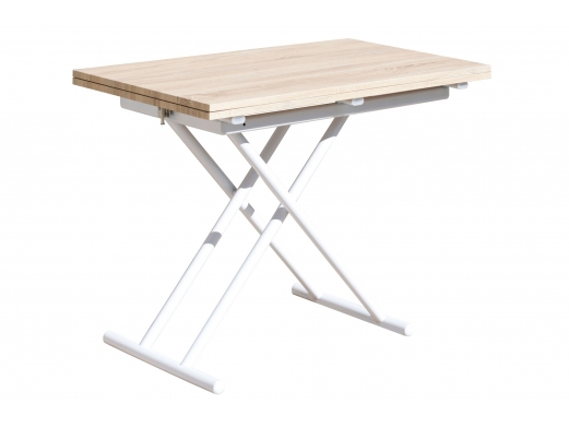 Mesa centro elevable y extensible color blanco-roble  merkamueble 2