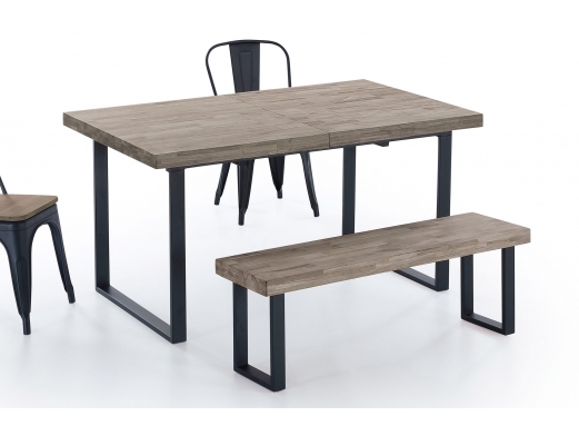 Mesa comedor extensible natural roble american-negro  merkamueble 2