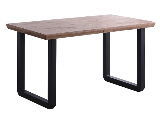 Mesa comedor extensible de 140 cms color roble honey y negro  merkamueble