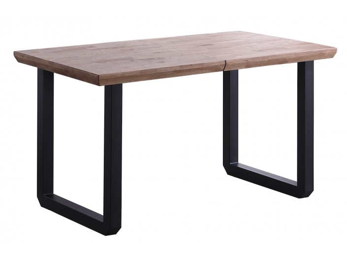 Mesa comedor extensible de 140 cms color roble honey y negro  merkamueble