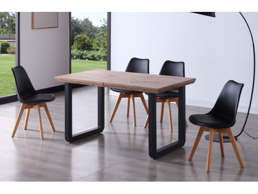 Mesa comedor extensible de 140 cms color roble honey y negro  merkamueble 2