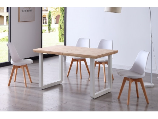 Mesa comedor extensible roble nordish y blanco  merkamueble 2