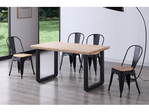 Mesa comedor extensible roble nordish y negro  merkamueble 2