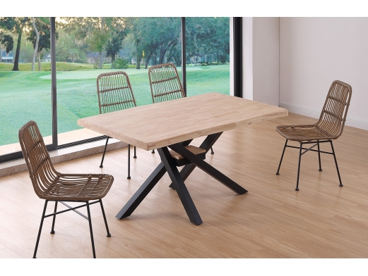 Mesa comedor fija de 150 cm diseño tapa forma color roble nordish-negro  merkamueble 2