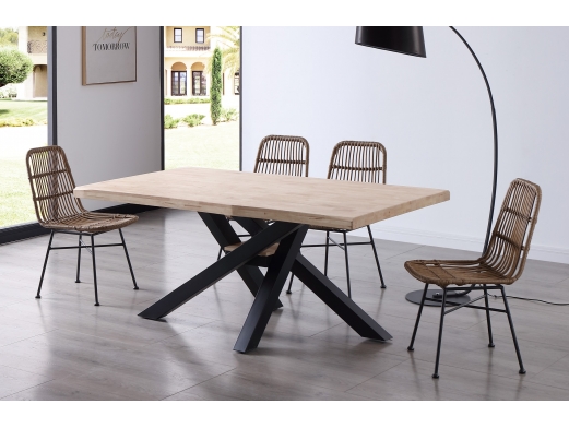 Mesa comedor fija de 180 cm diseño tapa con forma color roble nordish-negro  merkamueble 2