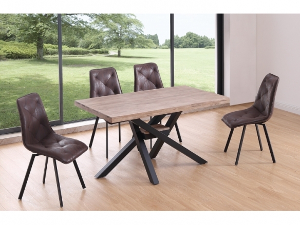 Mesa comedor fija de 140 cm color roble honey-negro  merkamueble