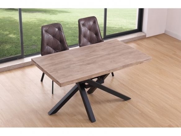 Mesa comedor fija de 140 cm color roble honey-negro  merkamueble