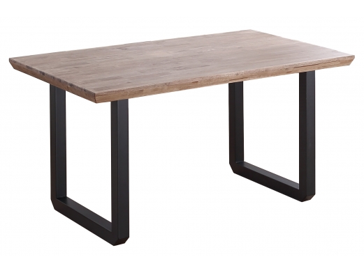 Mesa comedor fija roble honey y negro  merkamueble