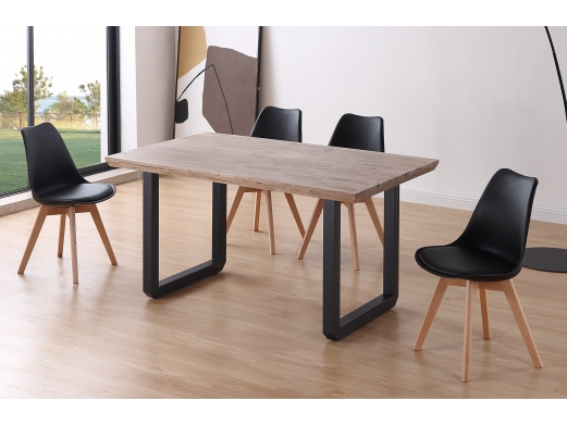 Mesa comedor fija roble honey y negro  merkamueble 2