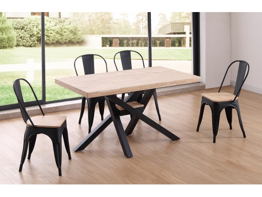 Mesa comedor fija roble nordish y negro  merkamueble 2