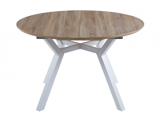 Mesa comedor redonda extensible color oak y blanco  merkamueble 2