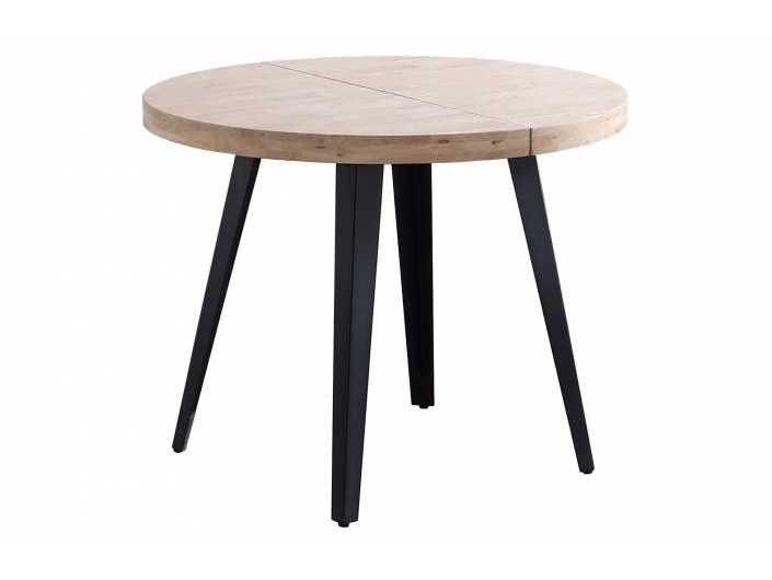 Mesa comedor redonda extensible roble nordish y negro  merkamueble