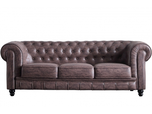 Sofá chesterfield 3 plazas color chocolate vintage  merkamueble