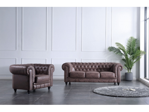 Sofá chesterfield 3 plazas color chocolate vintage  merkamueble 2