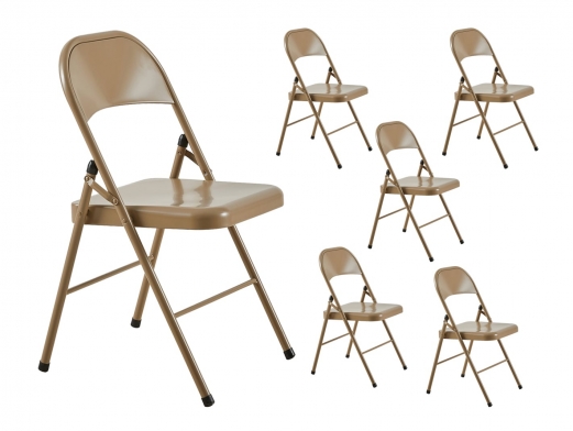 Pack 6 sillas plegables metálicas color topo  merkamueble