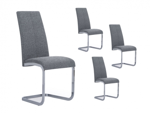 Pack 4 sillas comedor tejido gris-cromo  merkamueble
