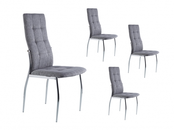 Pack 4 sillas comedor tapizada tejido color gris-cromo  merkamueble