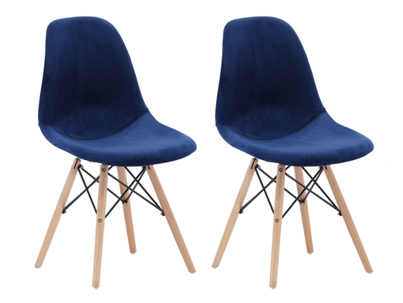 Pack 2 sillas comedor tapizada color velvet azul  merkamueble