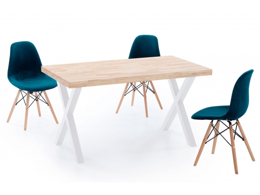 Mesa de comedor fija de 140 cm patas en X color roble-blanco  merkamueble 2