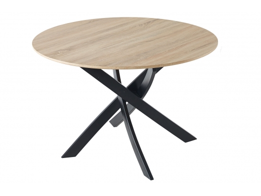 Mesa comedor fija redonda color roble-negro  merkamueble