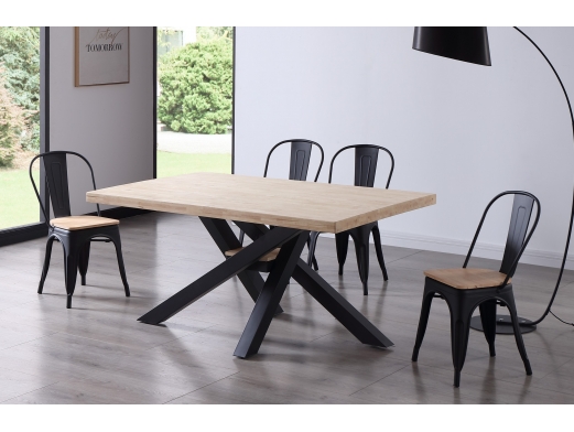Mesa comedor fija color roble nordish y negro 160 x 100 cm  merkamueble 2