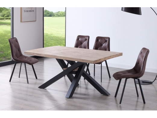 Mesa comedor fija color roble honey y negro 160 x 100 cm  merkamueble 2