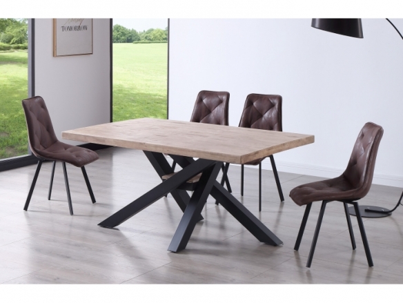 Mesa comedor fija color roble honey y negro 160 x 100 cm  merkamueble