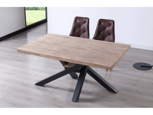 Mesa comedor fija color roble honey y negro 160 x 100 cm  merkamueble