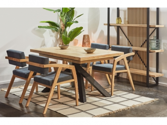 Mesa comedor extensible 140x 90 cm color roble nordish-negro  merkamueble